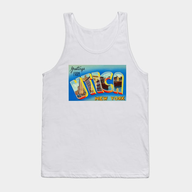 Greetings from Utica, New York - Vintage Large Letter Postcard Tank Top by Naves
